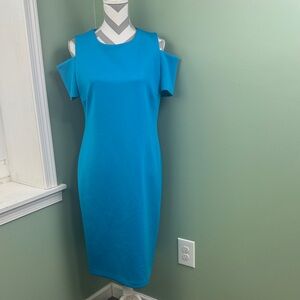 Calvin Klein cold Shoulder turquoise Dress 12